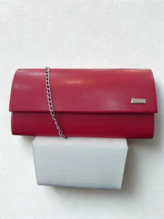 Červená spoločenská listová kabelka so striebornou retiazkou Fashion 27x14x4