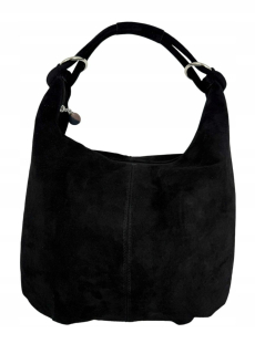 Veľká čierna elegantná kabelka na plece z brúsenej kože Grosso 38x32x14