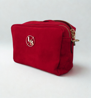 Elegantná červená zamatová crossbody kabelka na plece Laura Biaggi 22x16x10