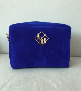 Elegantná modrá zamatová crossbody kabelka na plece Laura Biaggi 22x16x10