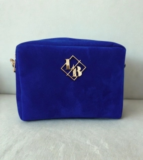 Elegantná modrá zamatová crossbody kabelka na plece Laura Biaggi – 22x16x10 cm