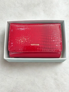 Elegantná dámska červená lakovaná kožená peňaženka v kroko motíve Grosso 13x9x4