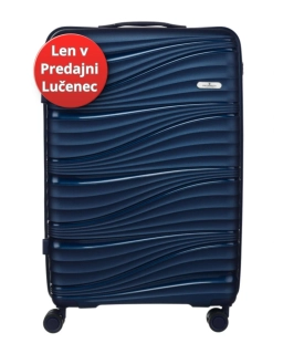 🧳 Veľký tmavomodrý cestovný kufor Peterson s vlnkovým vzorom z polykarbonátu / ABS – veľkosť L (Len na predajni)
