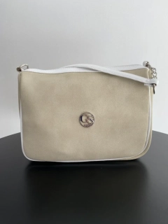 👜 Trendová taupe-béžová crossbody kabelka Grosso s kontrastným bielym lemovaním 28x21x12 cm