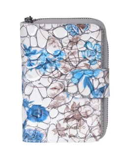 👛 Luxusná šedo-modrá dámska kožená peňaženka Grosso s lakovaným povrchom 13x9x3,5 cm