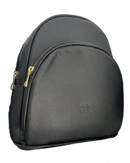 🎒 Čierny batoh GROSSO s kapsou so zlatým zipsom a vyrazeným logom 32x25x13 cm