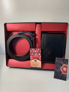 Darčeková sada pre pánov Peterson čierna kožená peňaženka 13x10x3 opasok 3/110