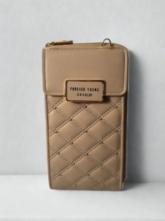 Bežová elegantná crossbody kabelka/peňaženka Cavaldi s remienkom 20x11x4.5